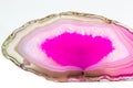 Hot pink and semi-transparent agate geode slice crystal