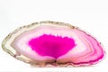 Hot pink and semi-transparent agate geode slice crystal