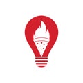 Hot pizza bulb shape concept logo design template.