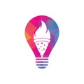 Hot pizza bulb shape concept logo design template.