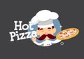 Hot Pizza Mascot Cartoon Chef Flat Vector Illustration Design Royalty Free Stock Photo