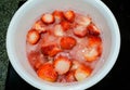 Hot pot boiling sweet strawberry for make jam