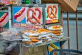 Hot pretzels street food seller in Midtown Manhattan, New York City Royalty Free Stock Photo