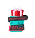 Hot Price, Buy Now Exclusive Product on Sale Label Royalty Free Stock Photo