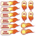 Hot price and offers sale flaming badges set