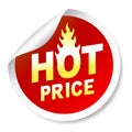 Hot price sticker badge with flame Royalty Free Stock Photo