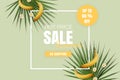 Hot price summer sale flatlay. Offer poster with bananas