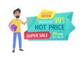 Hot Price and Super Sale Offer Vector Illustration Royalty Free Stock Photo