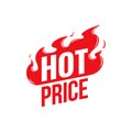 Hot Price vector icon. Flat promotion fire banner, price tag, hot price, sale, offer, deal. Isolated on a white background Royalty Free Stock Photo