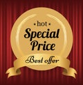 Hot Special Price Best Offer Badge with Ribbons Royalty Free Stock Photo