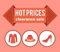 Hot Prices Clearance Sale Promo Advert on Arrow Royalty Free Stock Photo
