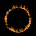 Hot raging blaze of fire, circle round ring flame shape Royalty Free Stock Photo