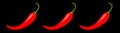 Hot Red Chili Jalapeno Pepper Icon set line. Isolated. Black background. Border decoration element. Flat design Royalty Free Stock Photo