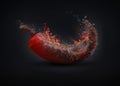 Hot red chili pepper on fire