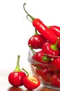 Hot red chili pepper in glass bowl Royalty Free Stock Photo
