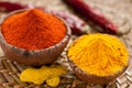 Hot red chili pepper and turmeric Royalty Free Stock Photo