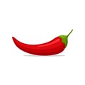 Hot red Chilly pepper isolated on white background, cartoon mexican chilli, paprika icon sign. Spicy food symbol Royalty Free Stock Photo