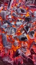 Hot red coals texture. Burning charcoals background. Royalty Free Stock Photo