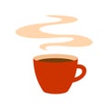 Hot red coffee cup with steam illustration. Royalty Free Stock Photo