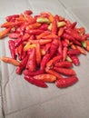 Hot red fresh cayenne pepper ready for sale. background and texture