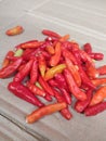 Hot red fresh cayenne pepper ready for sale. background and texture