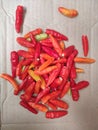 Hot red fresh cayenne pepper ready for sale. background and texture