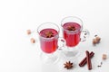 Hot red mulled wine isolated on white background Royalty Free Stock Photo