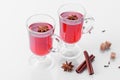Hot red mulled wine isolated on white background Royalty Free Stock Photo