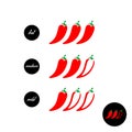 Hot red pepper strength scale indicator with mild, medium and ho