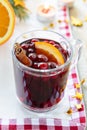 Hot red wine with cranberries