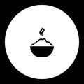 Hot rice food in bowl simple black icon eps10