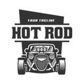 Hot Rod car logo, HotRod vector emblem, Vector Hot Rod car logo