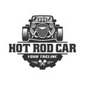 Hot Rod car logo, HotRod vector emblem, Vector Hot Rod car logo