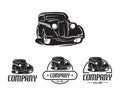 Hot rod car logo template vector design element vintage style for label or badge retro illustration, Classic car silhouette Royalty Free Stock Photo