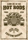 Hot rod car vector poster illustration in vintage style with grunge textures on separate layers Royalty Free Stock Photo