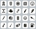 Hot Rod Culture & Parts Icons Black & White Flat Design Set Big Royalty Free Stock Photo