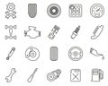 Hot Rod Culture & Parts Icons Black & White Thin Line Set Big Royalty Free Stock Photo