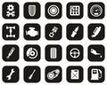 Hot Rod Culture & Parts Icons White On Black Flat Design Set Big Royalty Free Stock Photo