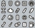 Hot Rod Culture & Parts Icons White On Black Sticker Set Big Royalty Free Stock Photo