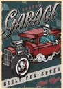 Hot rod custom garage colorful poster