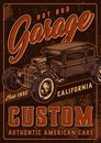 Hot rod custom garage vintage poster Royalty Free Stock Photo