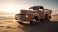 Hot Rod Pick Up Truck With Surfer Style On California Beach Royalty Free Stock Photo