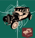 Hot rod. Retro car. Vector vintage poster Royalty Free Stock Photo
