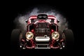 Hot rod with smoke background