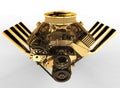 Hot rod V8 Engine 3D render Royalty Free Stock Photo