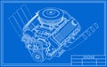 Hot rod V8 Engine drawing Royalty Free Stock Photo