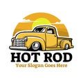 Hot Rod Vector. Yellow Classic Old Pickup Truck Vector Illustration Royalty Free Stock Photo