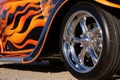 hot rods wheel and tire detail with custom rims Royalty Free Stock Photo