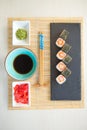 Hot Roll with Cream Cheese. Deep Fried Salmon outside. Salmon Fried Maki Sushi Royalty Free Stock Photo