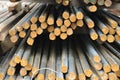 Hot rolled deformed steel bars a.k.a. steel reinforcement bar Royalty Free Stock Photo